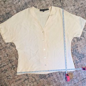 Classiques Entier - Short Sleeve Silk Ivory Blouse